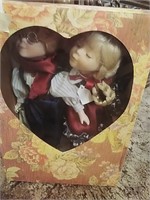 Porcelain Matching Boy & Girl Dolls in box