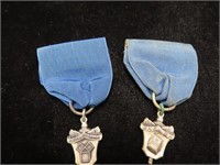 VINTAGE STERLING AWARDS WITH RIBBON, MATHEMATICS