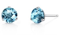 Natural 3.41 ct Sky Blue Topaz Stud Earrings