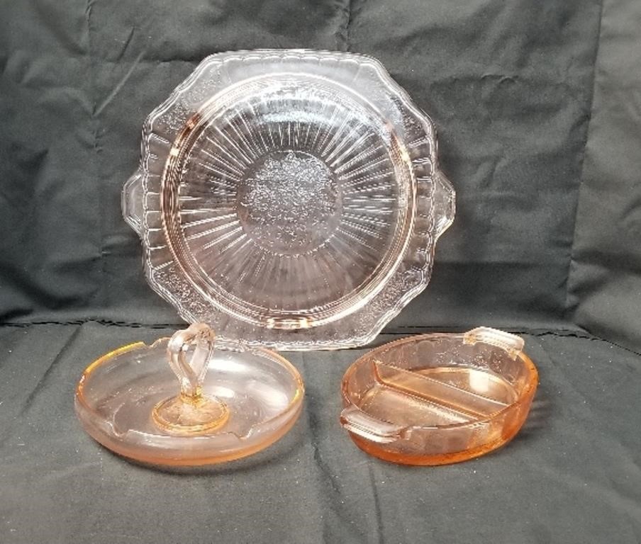 Pink Depression Glass- 10in Platter  Ash