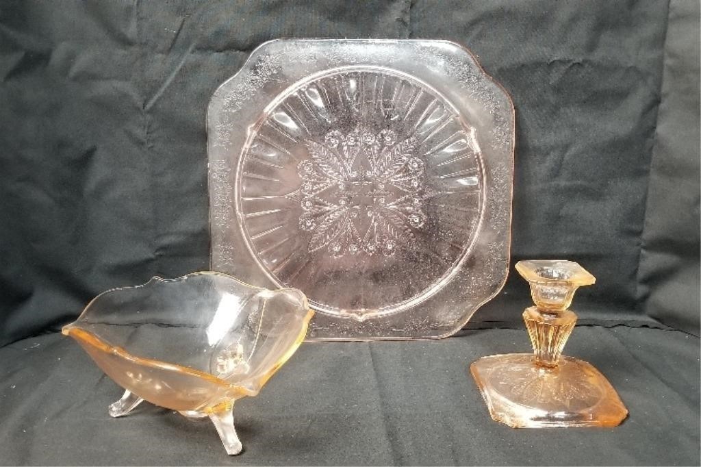Pink Depression Glass- 10in Platter  Candy