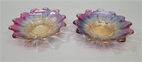 2 MCM Glass Celestial Gem Tone Trinket Dishes