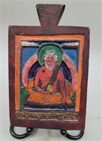 Hindu Religious Hand Carved Plaque vtg