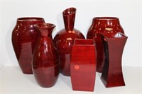 Red Lacquered Vases (lot of 6)