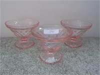 3 pink dessert bowls