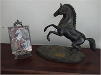 Prancing Metal Horse Figure w/ book