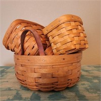 Four Longaberger Baskets w/ Medium Key