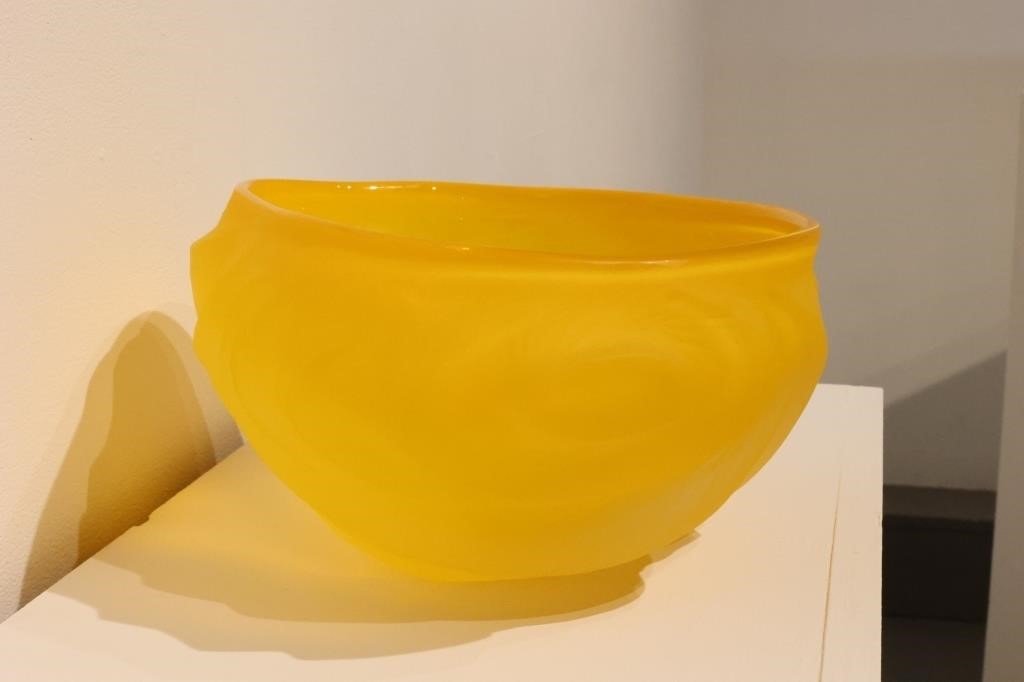 Brilliant yellow undula bowl by Brad Copping