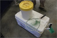 Cooler, Minnow Bucket, Net