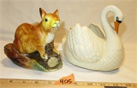 Enesco Red Squirrel and Swan Planters