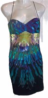 Nicole Miller Colorful Zip-Up Mini Dress Sz S HB29