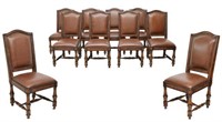 (10) CONTEMPORARY OAK AND LEATHER SIDE CHAIRS