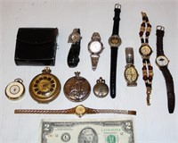 Vintage Pocket Watches & Wristwatches Lot