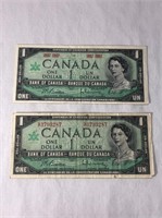 2 - 1967 Canadian Centennial $1 Banknotes