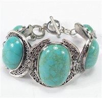 Vintage Oval Turquoise Bangle Bracelet
