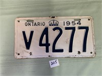 Ontario 1954 licence plates single