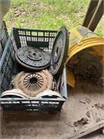 Clutch plates, barbed wire.