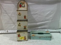 VINTAGE TIN LETTER ORGANIZER & TIN KLEENEX HOLDER