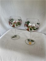2 Christmas Wine Glasses & 2 Christmas Platters