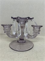 Purple glass candle holder with prisms