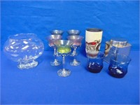 Glass Pedestal Bowl, Retro Glassware,