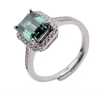 925S 2.0ct Emerald Moissanite Diamond Ring