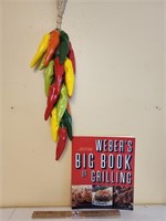 Ceramic Hanging Chili Peppers & Grilling Cook Book