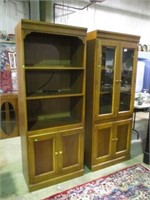 2 TALL BOOKCASES, ONE W/ GLASS DOORS 30"X77"