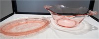 Depression-Era Pink glass Salad Bowl & Plate