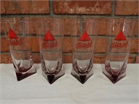Bass triangle base beer glasses, lot of 4
