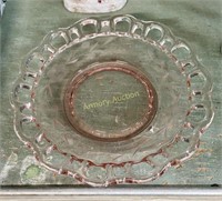 ETCHED PINK DEPRESSION GLASS DISH