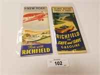 Pair of Vintage 1930's Richfield State Road Maps
