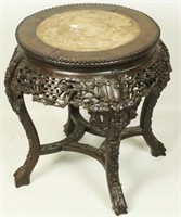 19th CENTURY CHINESE ROSEWOOD MARBLE TOP TABLE