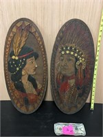 Lot of 2 20'' Native American Flemish Art