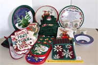 Group lot of Christmas kitchen items including