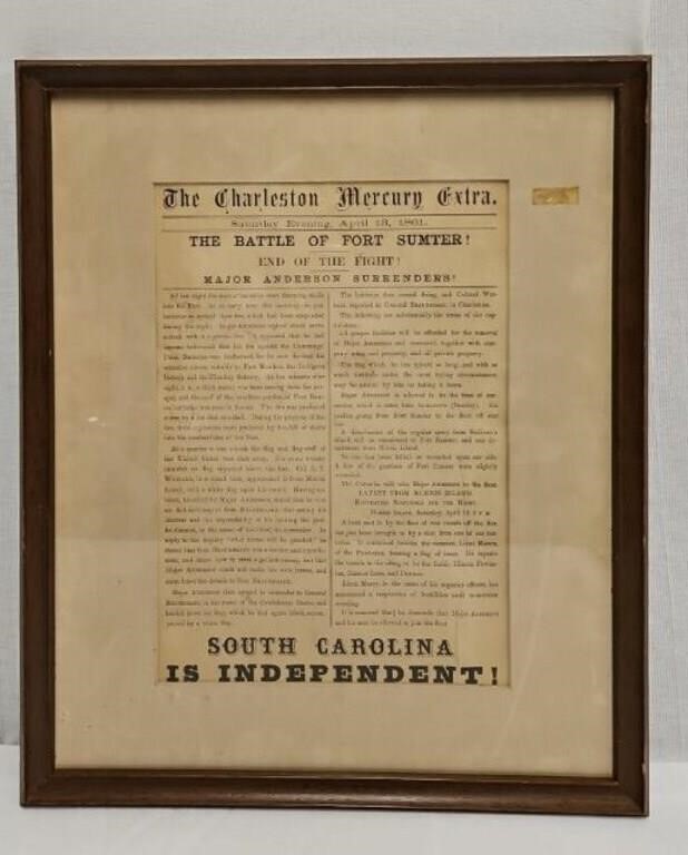 Advertising - 1861 Charleston Mercury Extra Newspa
