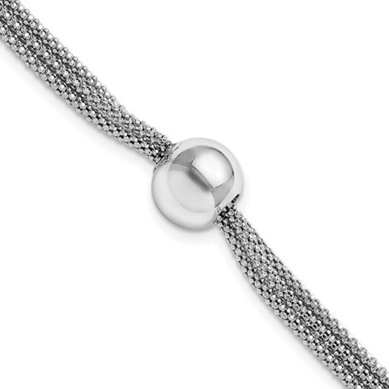 Sterling Silver RH-plt3-Strand Bead Bracelet
