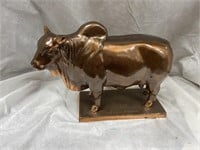 Metal Bull Statue 10"