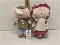 "Bumpkin" Stuffed Old Couple Dolls, 12 " Tall