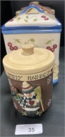 3 Winter Holiday & Berry Ceramic Canisters.