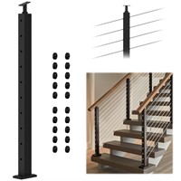 36 Inch Stair Cable Railing Post  Black