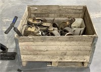 Crate of caster wheels w/ air pump