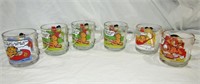 6- McDonalds Garfield Cups (Glass)