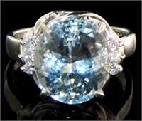 Platinum 5.72 ct Aquamarine & Diamond Ring