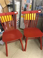 Set of Two Red Dining Chairs