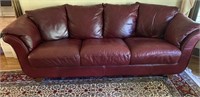 Beautiful Italian 3-Cushion Red Leather Sofa