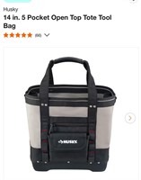 Husky 14 in. 5 Pocket Open Top Tote Tool Bag