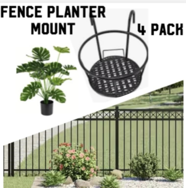 4 PACK FENCE / RAILING  PLANTER MOUNTS   NEW