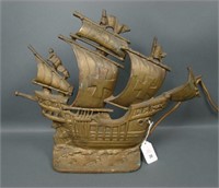 Vintage Cast Iron Sailing Ship Lamp
