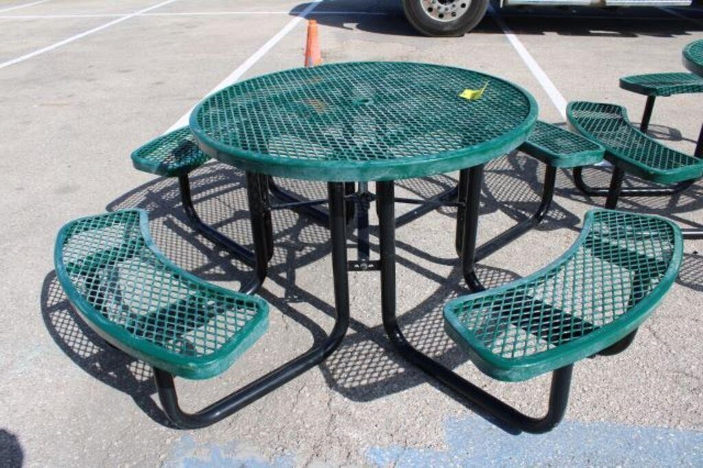 Thermoplastic-Coated Metal Round Picnic Table,